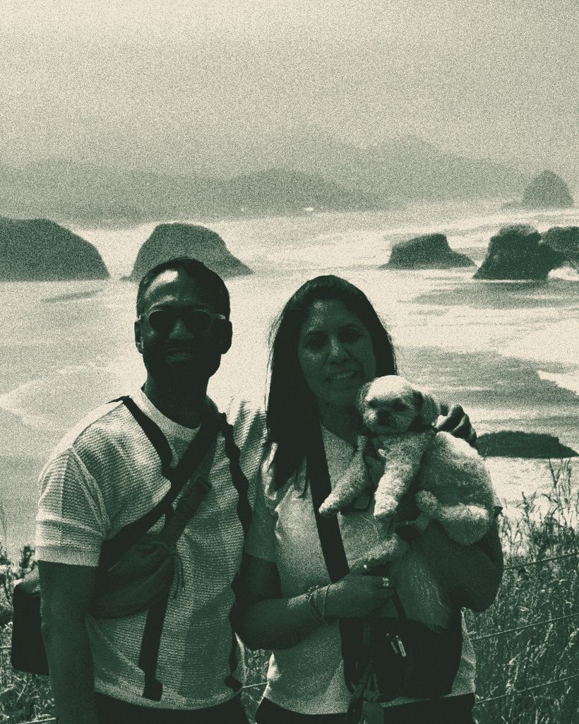 Ecola State Park in fog, two-ink print