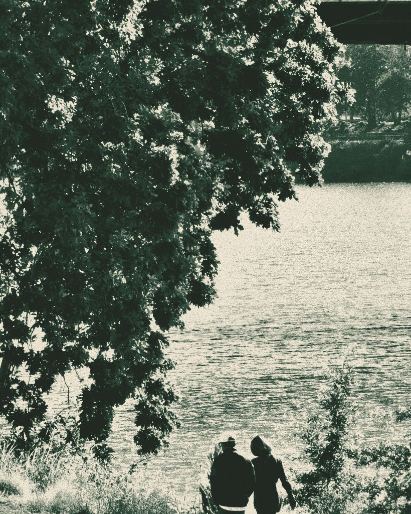 The Willamette at eight in the morning, two-ink print